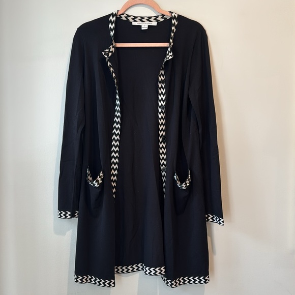 DVF/Diane Von Furstenberg Carmela Black and White Long Cardigan - Picture 10 of 16